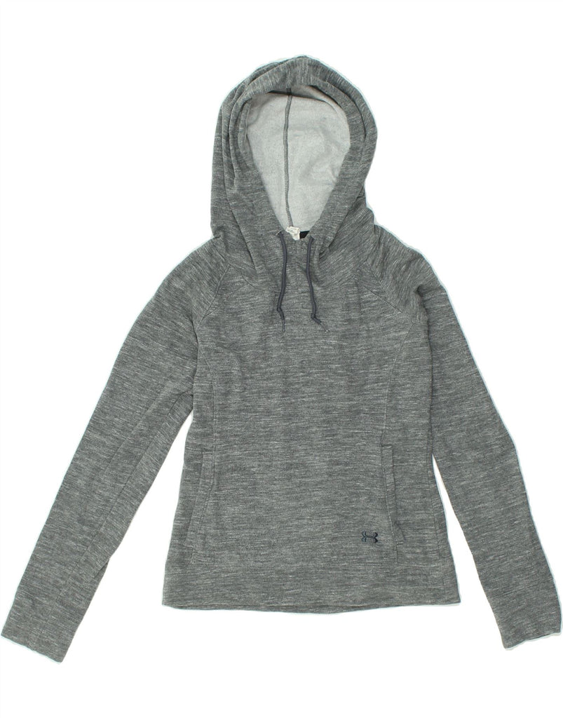 UNDER ARMOUR Womens Hoodie Jumper UK 6 XS Grey Flecked Cotton | Vintage Under Armour | Thrift | Second-Hand Under Armour | Used Clothing | Messina Hembry 