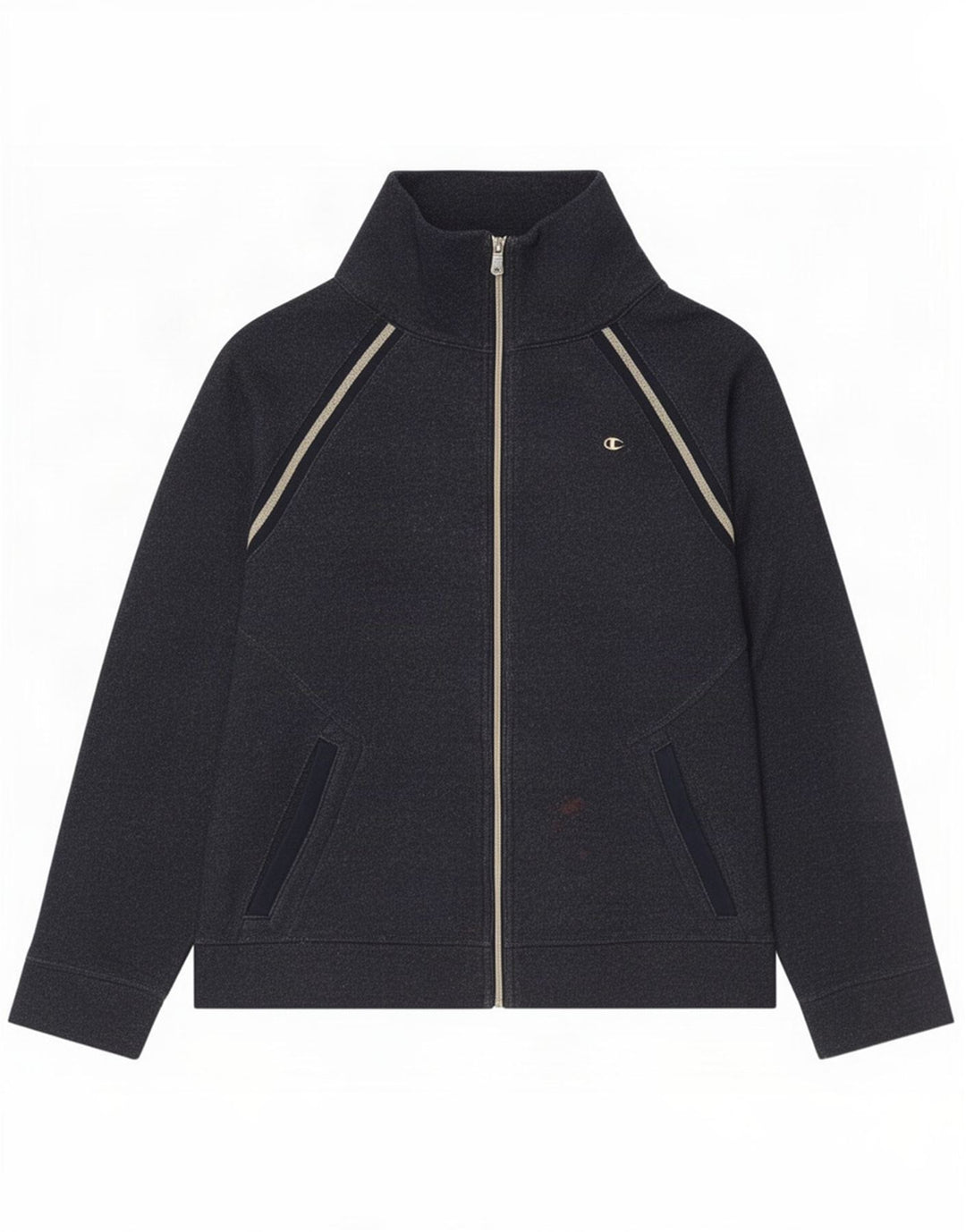 Champion Womens Easy Fit Tracksuit Top Jacket UK 14 Medium Navy Blue Cotton