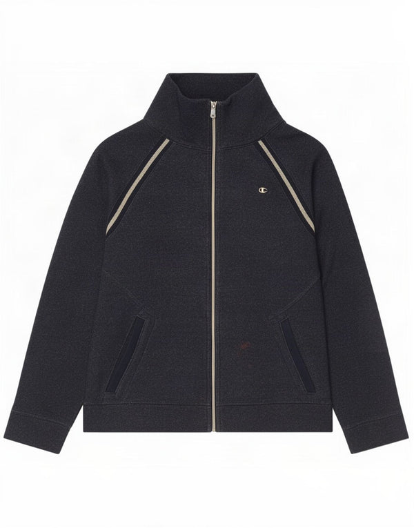 Champion Womens Easy Fit Tracksuit Top Jacket UK 14 Medium Navy Blue Cotton