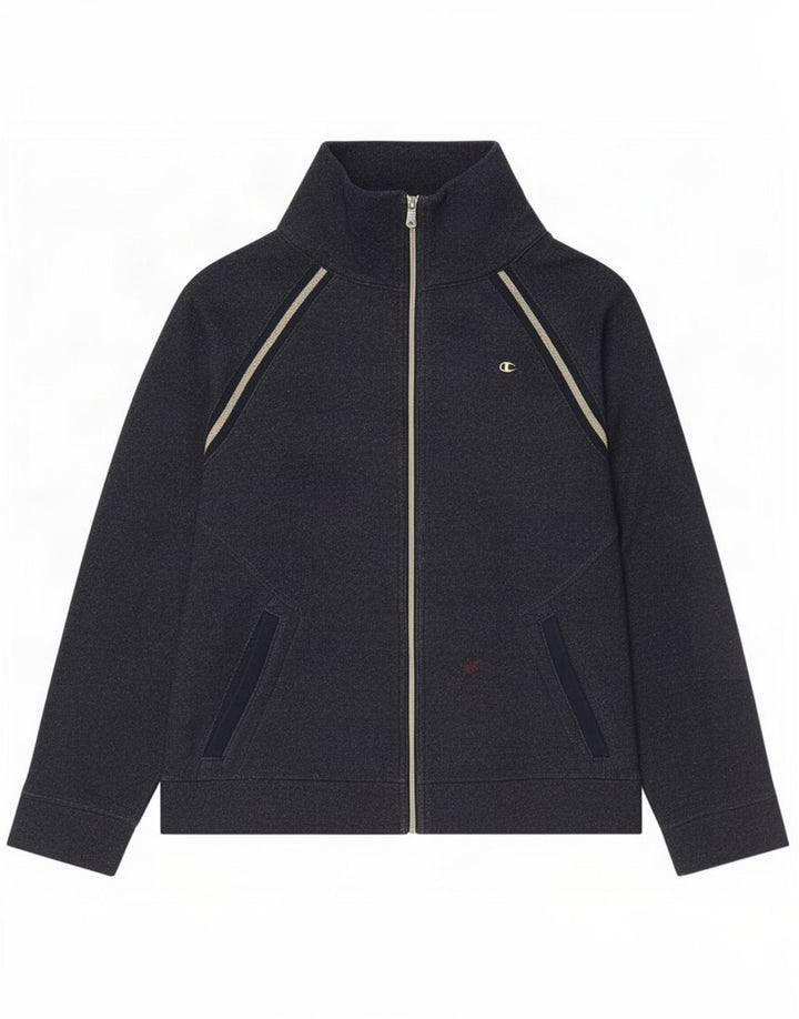 Champion Womens Easy Fit Tracksuit Top Jacket UK 14 Medium Navy Blue Cotton