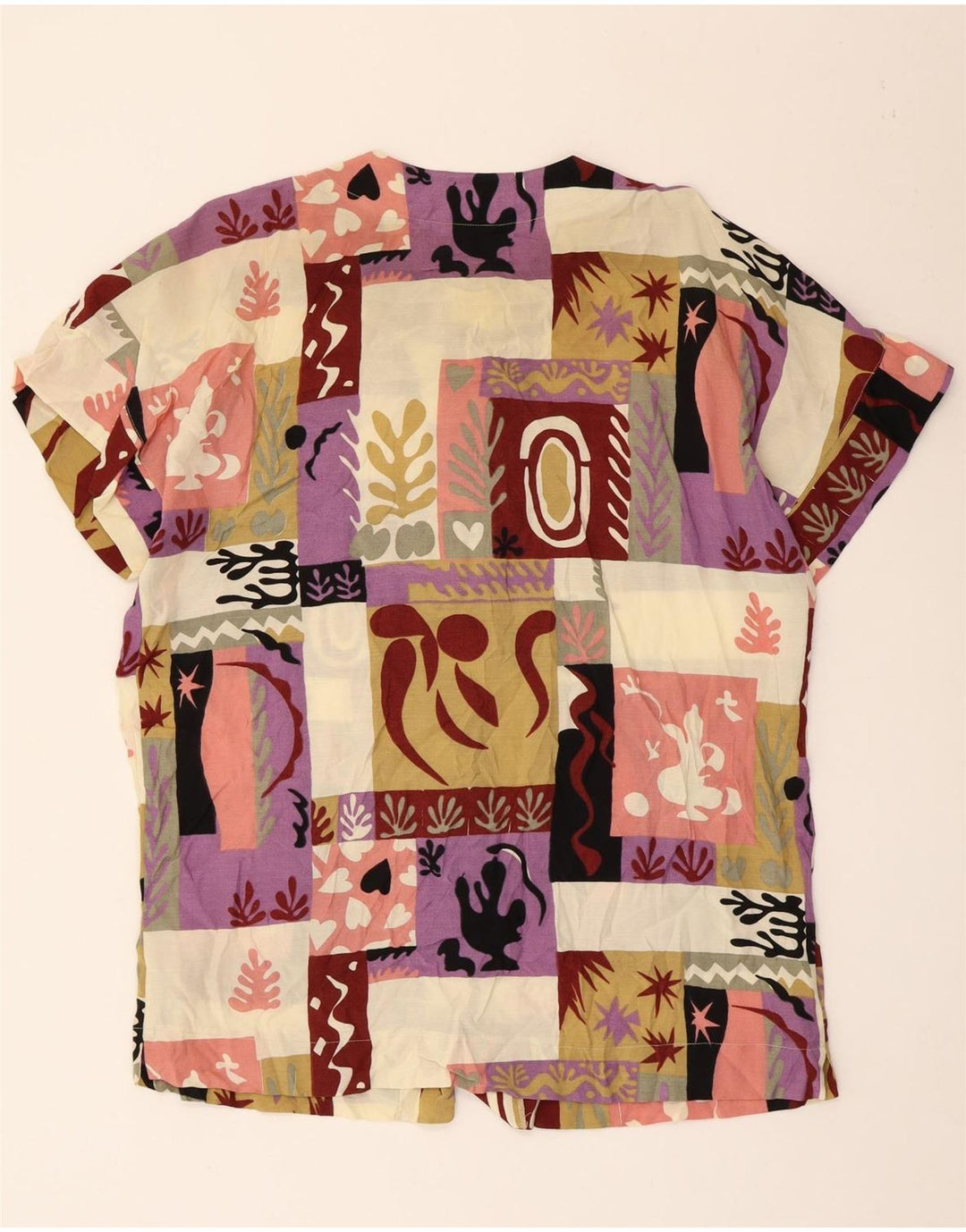 Nina Womens Short Sleeve Shirt Blouse UK 18 XL Multicoloured Patchwork