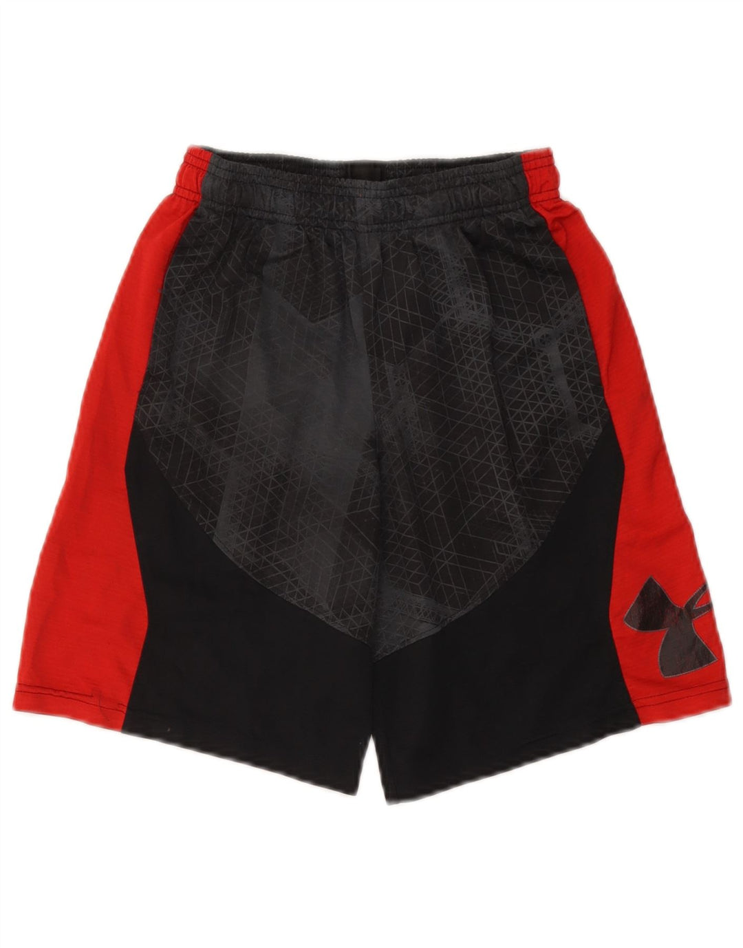 UNDER ARMOUR Boys Heat Gear Sport Shorts 9-10 Years Medium Black Geometric