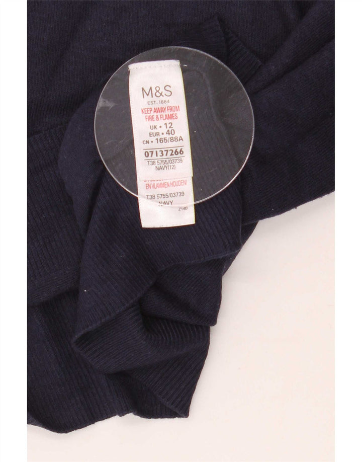 Marks & Spencer Womens Short Sleeve Blouse Top UK 12 Medium Navy Blue