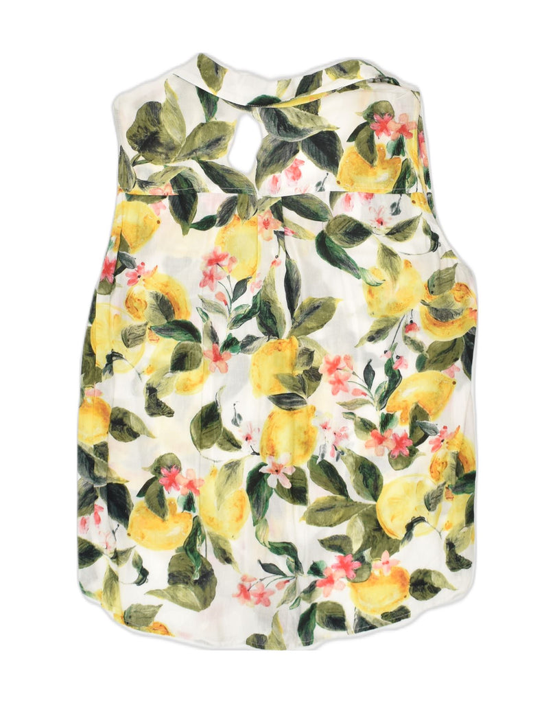 ORSAY Womens Front Tie Sleeveless Shirt Blouse UK 12 Medium Yellow Floral | Vintage Orsay | Thrift | Second-Hand Orsay | Used Clothing | Messina Hembry 