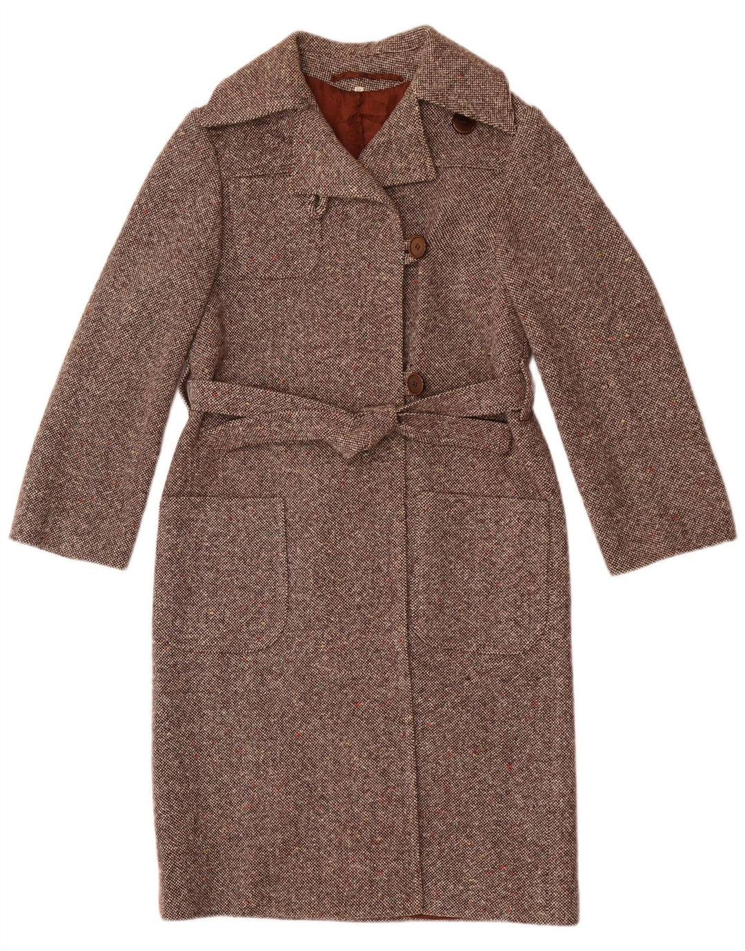 Vintage Womens Overcoat IT 42 Medium Brown Flecked