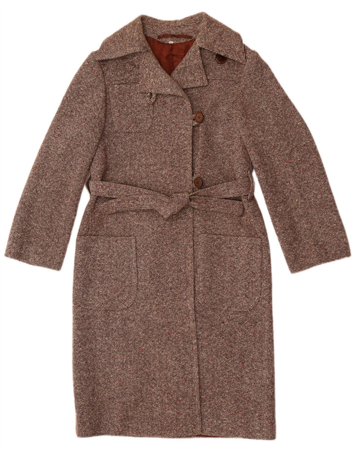 Vintage Womens Overcoat IT 42 Medium Brown Flecked