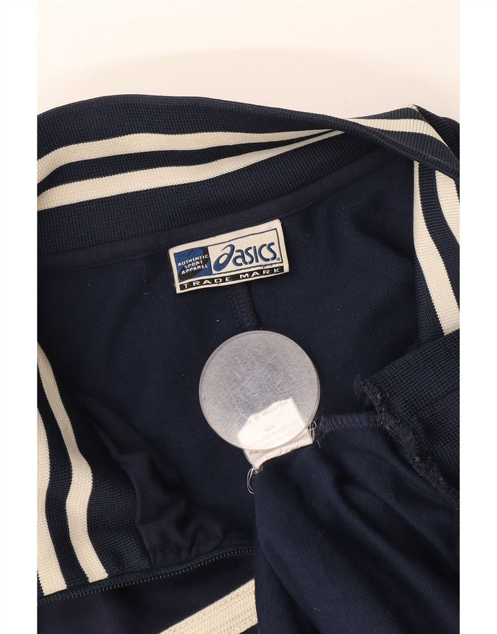 ASICS Mens Tracksuit Top Jacket XL Navy Blue Colourblock Polyester