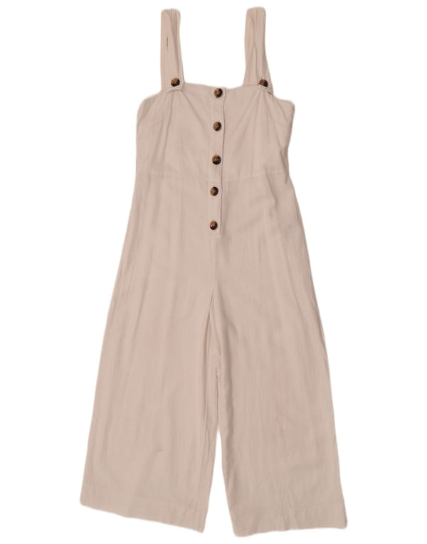 Topshop Womens Sleeveless Jumpsuit UK 8 Small White Linen