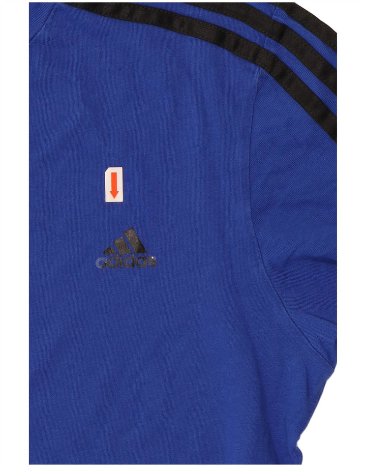 ADIDAS Boys T-Shirt Top 15-16 Years Blue Cotton Vintage Adidas and Second-Hand Adidas from Messina Hembry 
