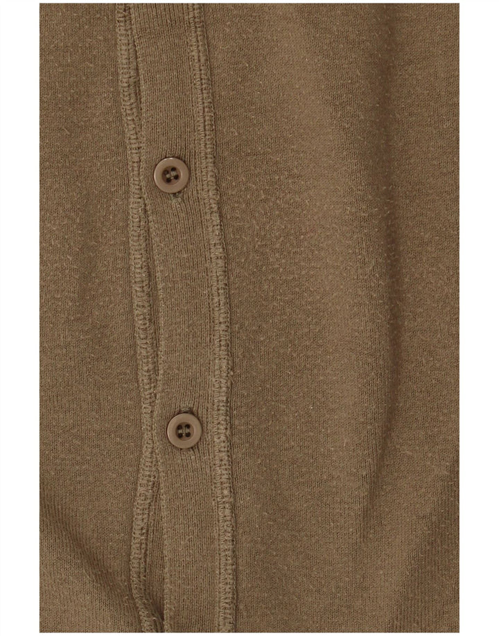 Zara Mens Cardigan Sweater Large Khaki Cotton