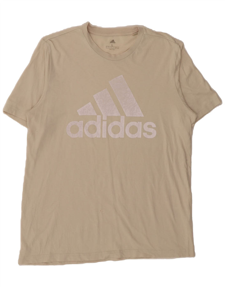 ADIDAS Mens Graphic T-Shirt Top Large Beige Cotton Vintage Adidas and Second-Hand Adidas from Messina Hembry 