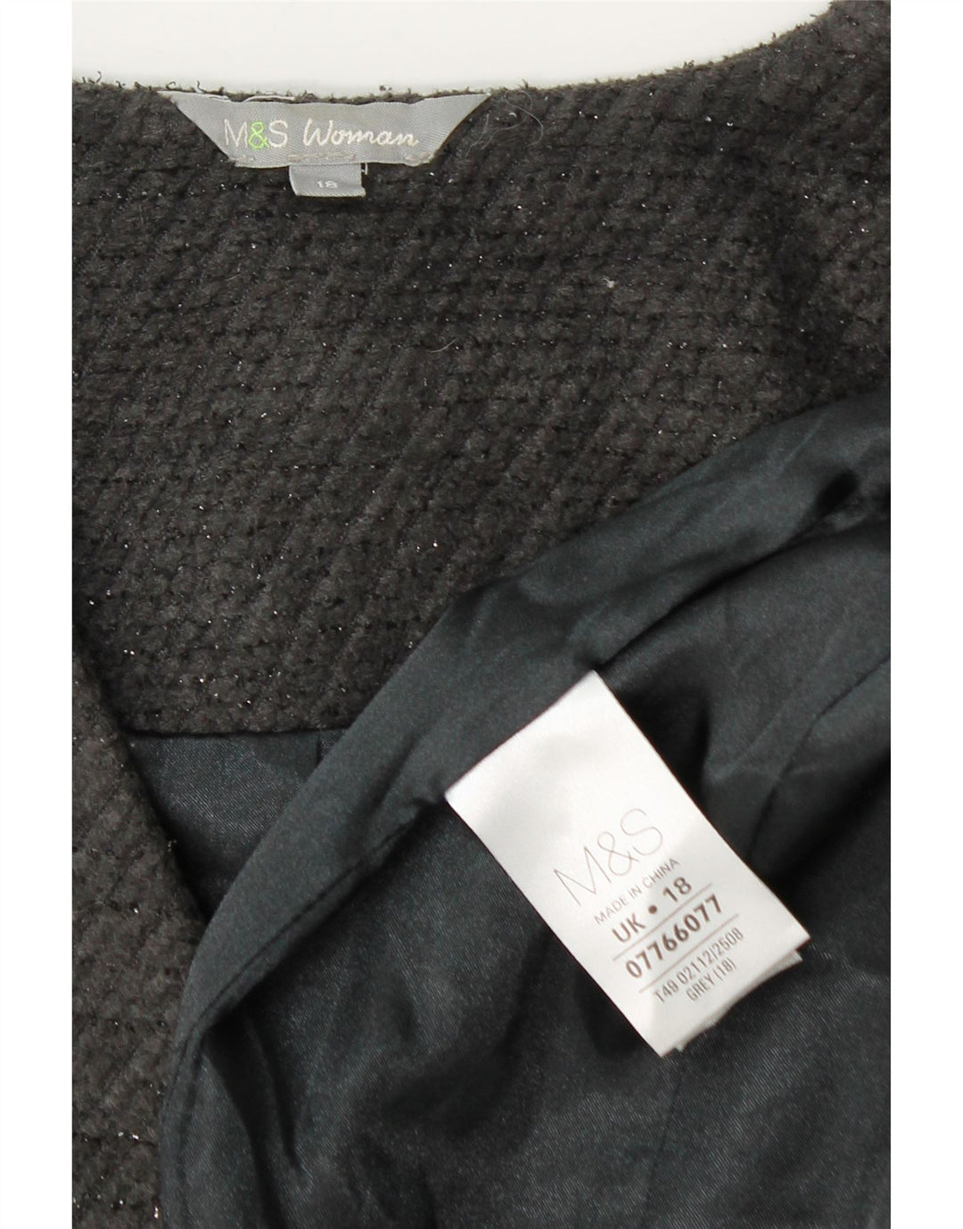 Marks & Spencer Womens Open Overcoat UK 18 XL Grey Polyester