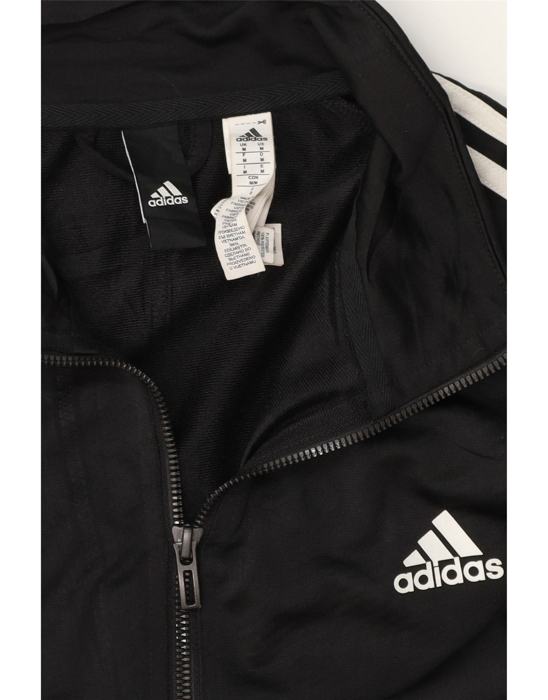 ADIDAS Mens Tracksuit Top Jacket Medium Black Polyester