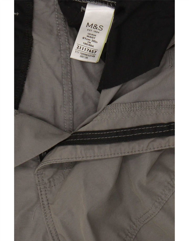 Marks & Spencer Mens Cargo Shorts Large W36 Grey Cotton