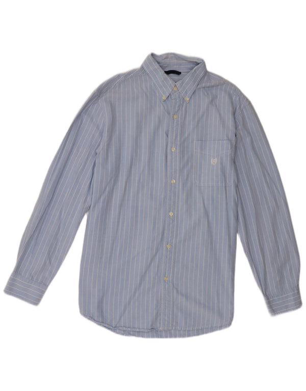 Chaps Mens Shirt Large Blue Pinstripe Cotton