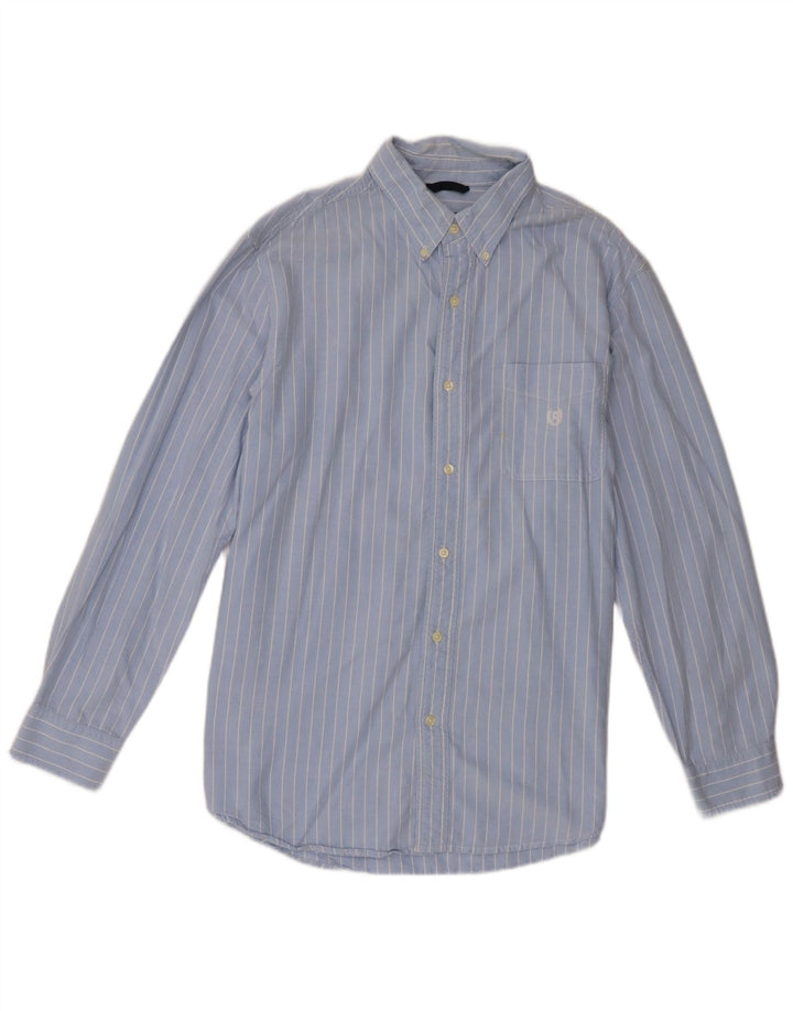 Chaps Mens Shirt Large Blue Pinstripe Cotton