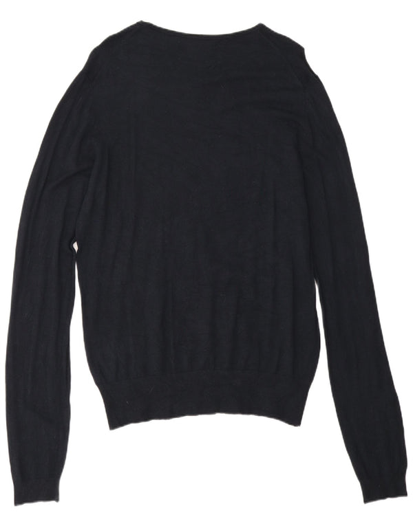 Zara Mens Boat Neck Jumper Sweater Large Navy Blue
