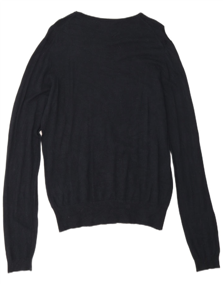 Zara Mens Boat Neck Jumper Sweater Large Navy Blue