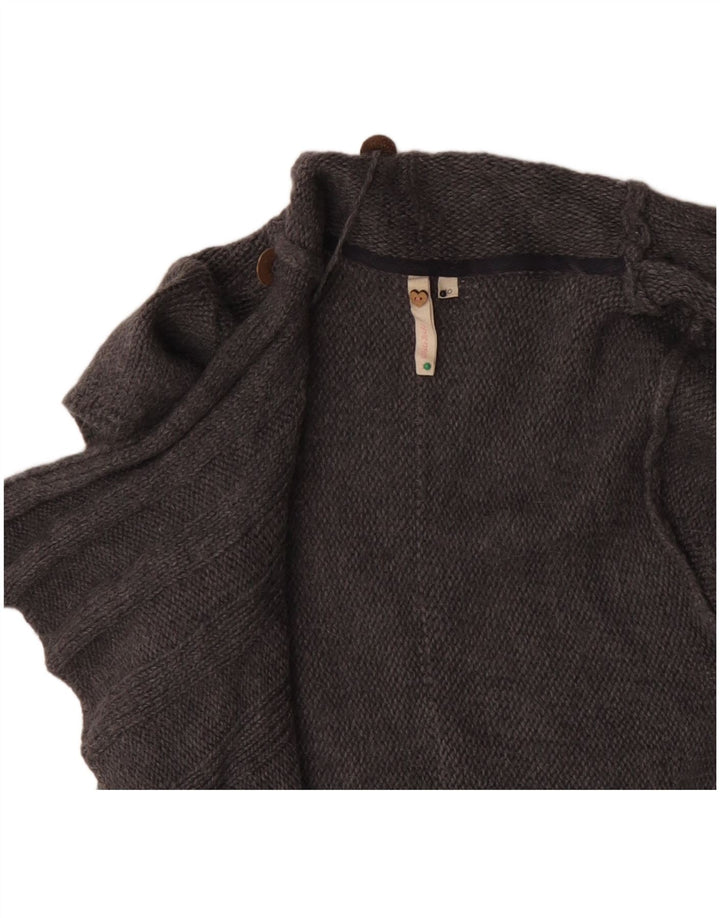 White Stuff Womens Short Sleeve Open Cardigan Sweater UK 10 Small Grey Wool