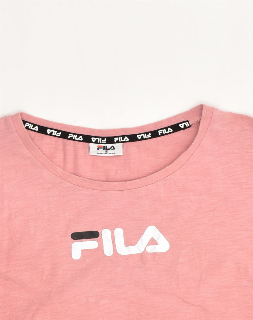 FILA Womens T-Shirt Top UK 16 Large Pink Cotton | Vintage Fila | Thrift | Second-Hand Fila | Used Clothing | Messina Hembry 