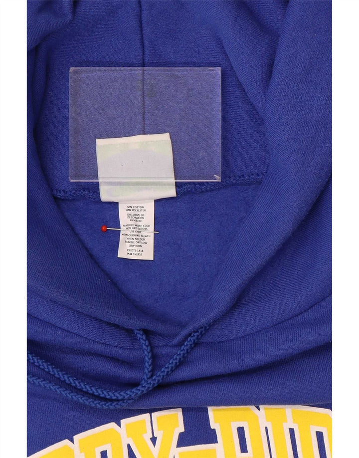 Champion Mens Graphic Hoodie Jumper Medium Blue Cotton