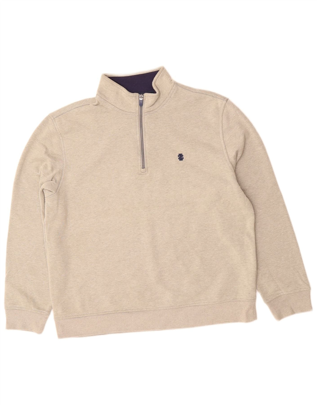 IZOD Mens Zip Neck Sweatshirt Jumper Medium Grey Cotton