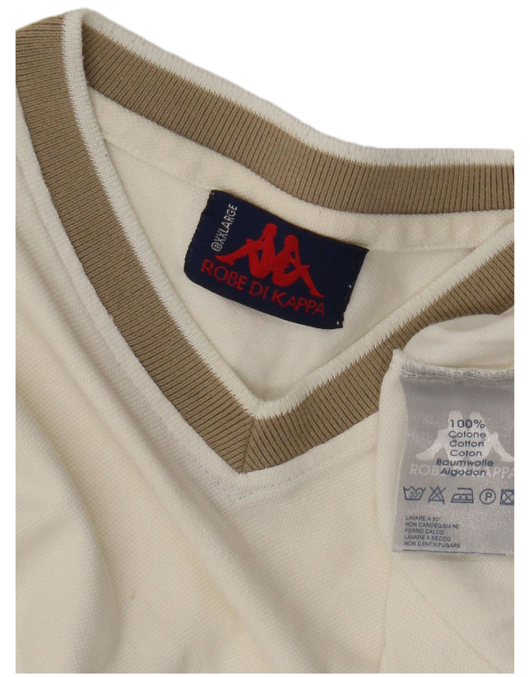 Kappa Mens T-Shirt Top 2XL White Cotton