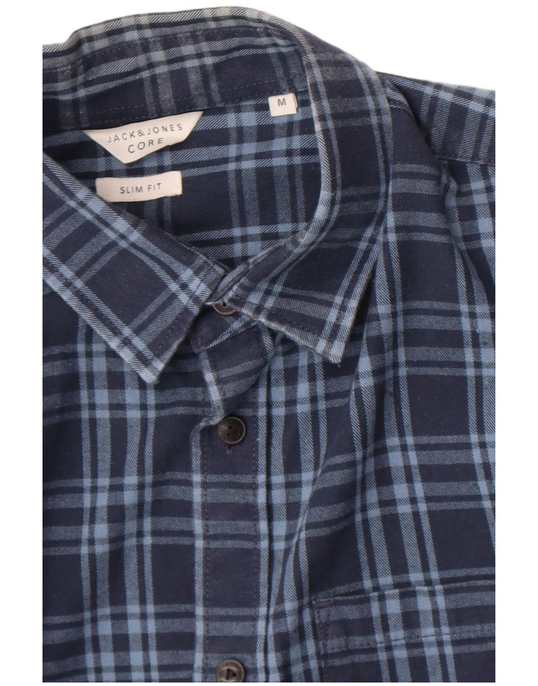 Jack & Jones Mens Slim Fit Flannel Shirt Medium Navy Blue Check