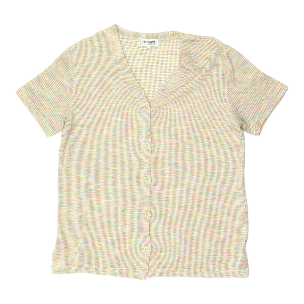 Missoni Womens Multicoloured Short Sleeved Cardigan | Vintage Designer Shirt VTG | Vintage Messina Hembry | Thrift | Second-Hand Messina Hembry | Used Clothing | Messina Hembry 