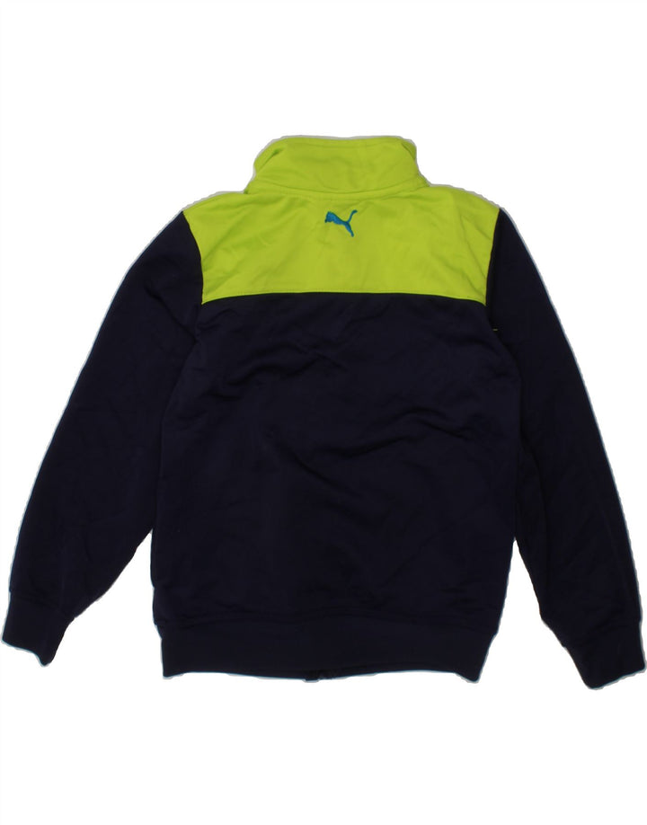 PUMA Boys Tracksuit Top Jacket 5-6 Years XS Navy Blue Colourblock Vintage Puma and Second-Hand Puma from Messina Hembry 