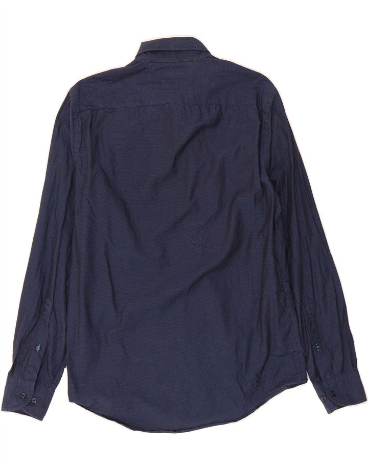 TOMMY HILFIGER Mens Regular Fit Shirt Small Navy Blue Spotted Cotton Vintage Tommy Hilfiger and Second-Hand Tommy Hilfiger from Messina Hembry 