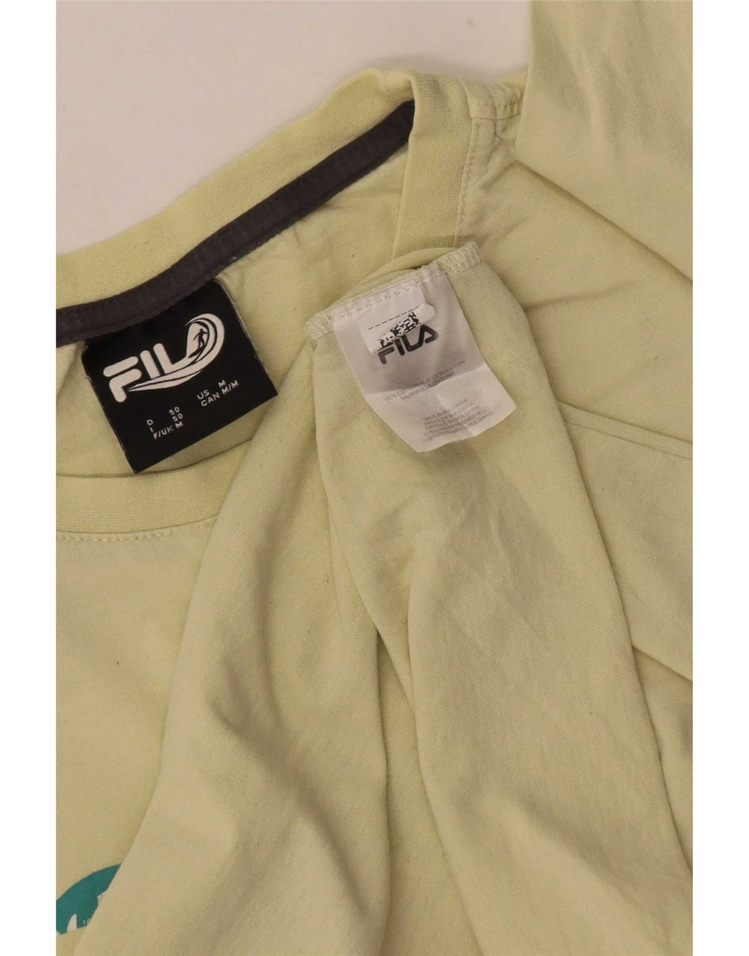 Fila Mens Graphic T-Shirt Top Medium Yellow Cotton