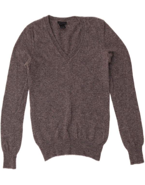 Gant Womens V-Neck Jumper Sweater UK 4 XS Grey Flecked Lambswool