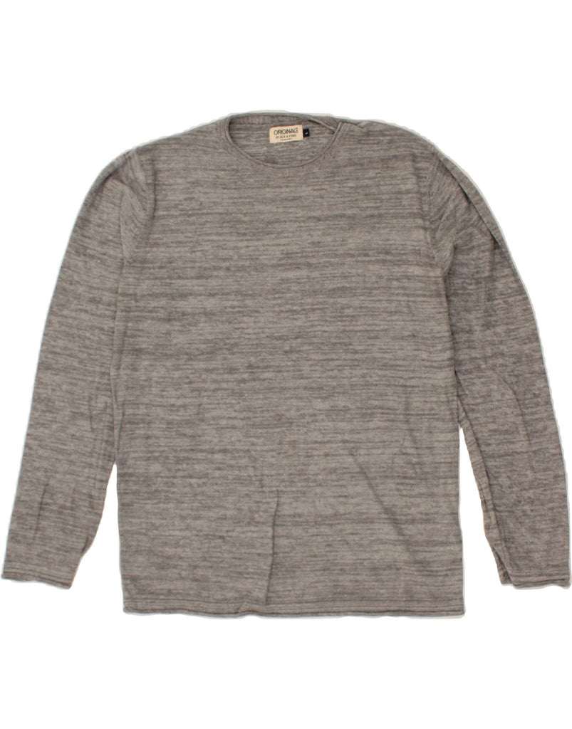 JACK & JONES Mens Crew Neck Jumper Sweater Large Grey Cotton Vintage Jack & Jones and Second-Hand Jack & Jones from Messina Hembry 