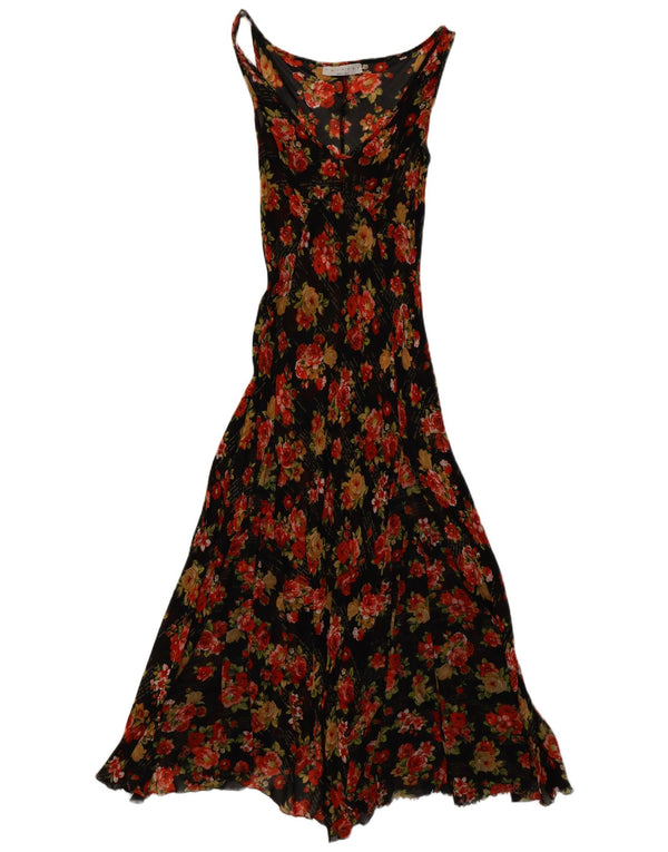 Twin-Set Womens Sleeveless See Through Maxi Dress UK 10 Small Black Floral