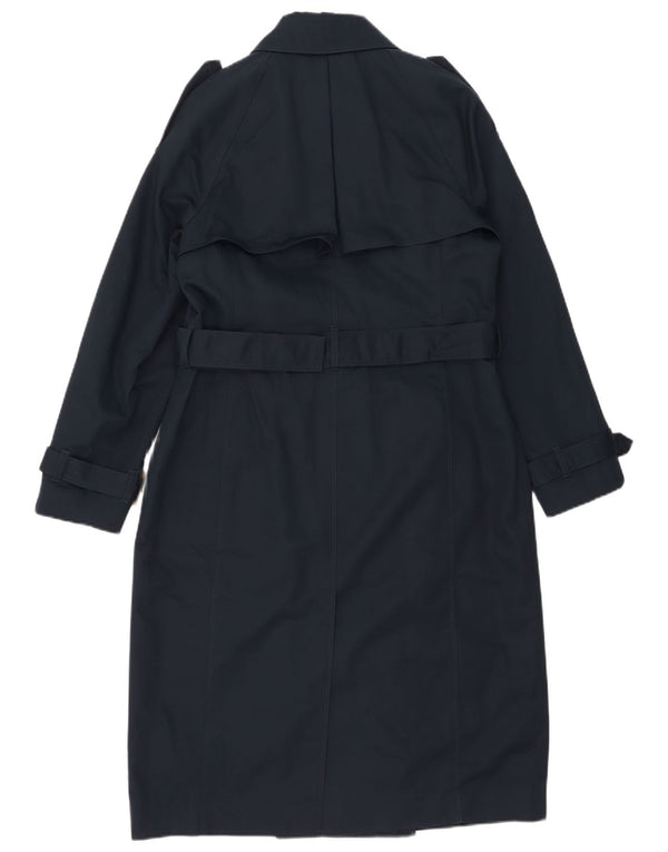 Marks & Spencer Womens Trench Coat UK 12 Medium Navy Blue Cotton