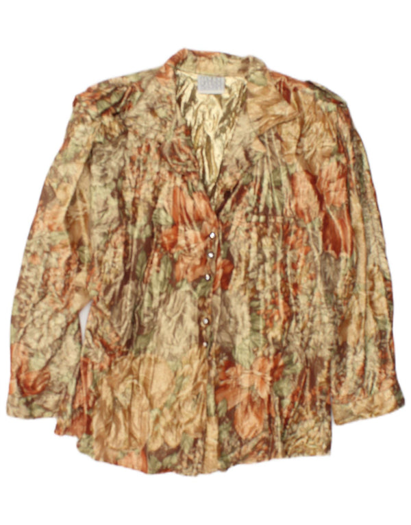 Maria Grazia Severi Womens Shirt Blouse UK 16 Large Gold Floral