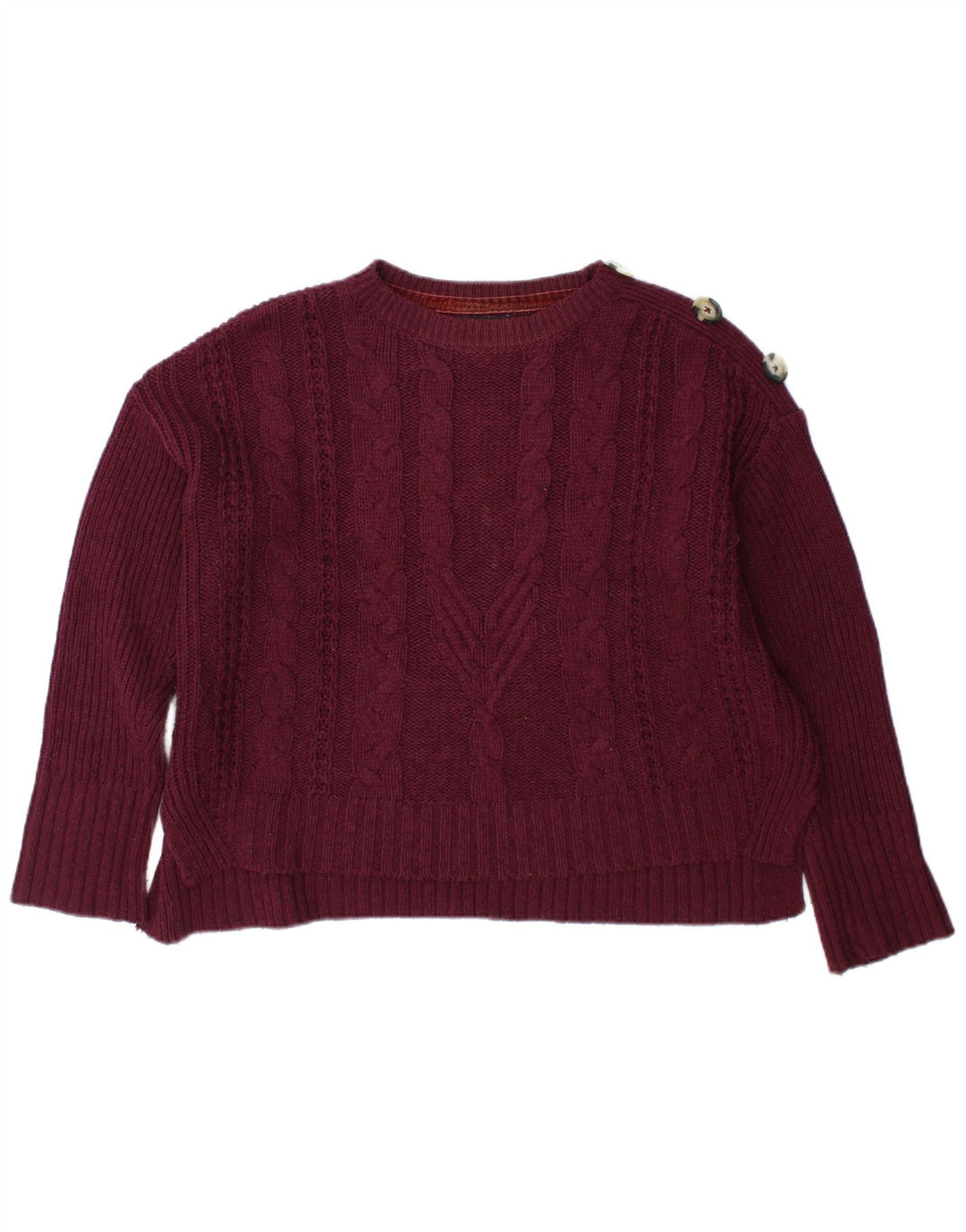 Marks & Spencer Womens Crew Neck Jumper Sweater UK 12 Medium Burgundy