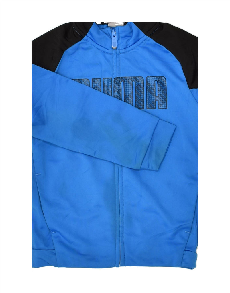 PUMA Boys Graphic Tracksuit Top Jacket 7-8 Years XS  Blue Polyester | Vintage Puma | Thrift | Second-Hand Puma | Used Clothing | Messina Hembry 