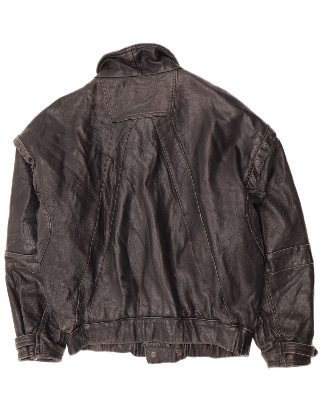 Vintage Womens Leather Jacket IT 52 2XL Black Leather