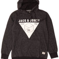 Jack & Jones Mens Graphic Hoodie Jumper Medium Black Flecked