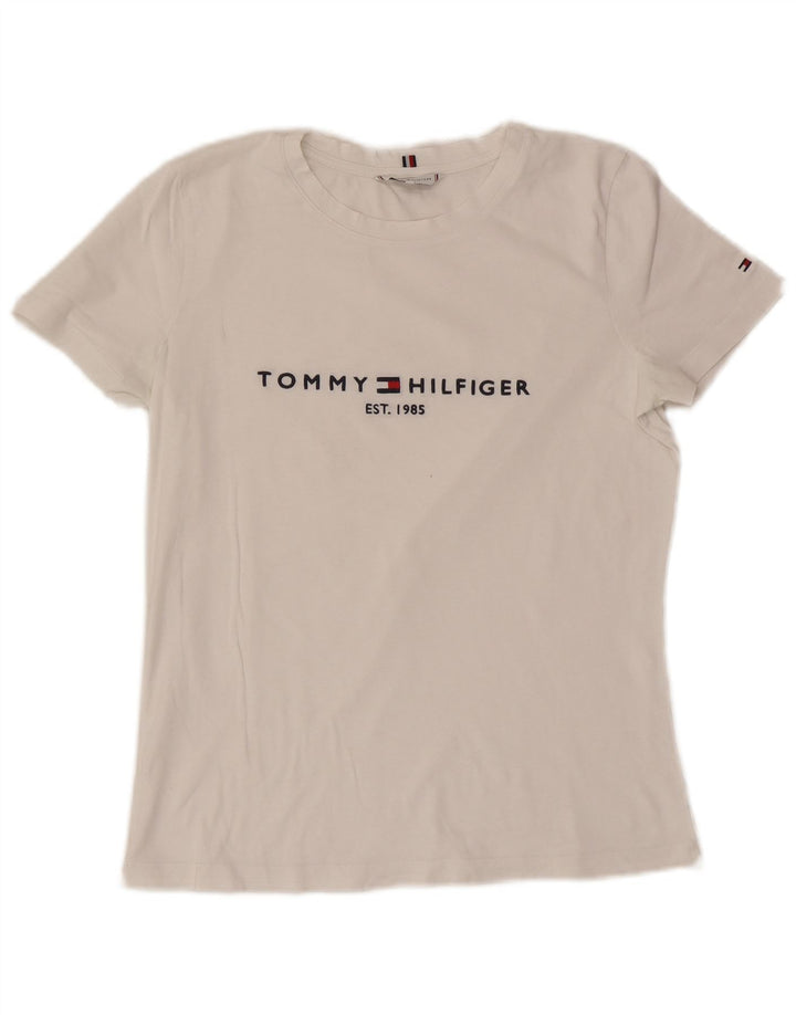 Tommy Hilfiger Womens Graphic T-Shirt Top UK 10 Small White