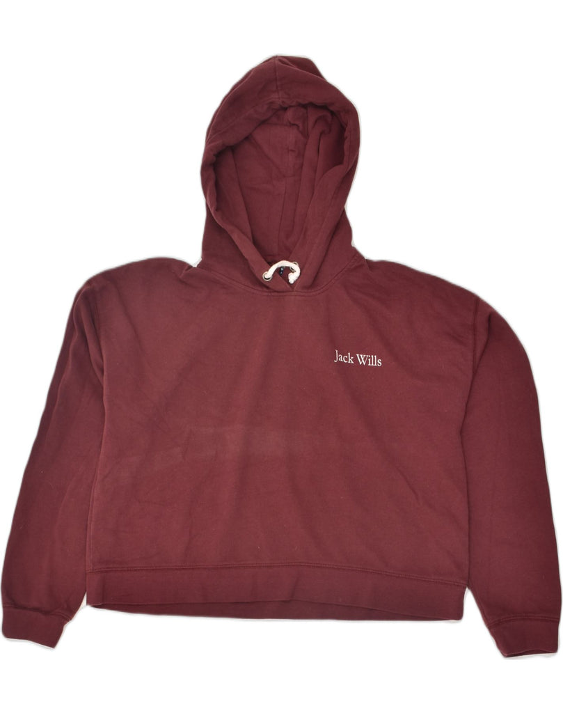 JACK WILLS Womens Graphic Oversized Hoodie Jumper UK 16 Large Burgundy | Vintage Jack Wills | Thrift | Second-Hand Jack Wills | Used Clothing | Messina Hembry 