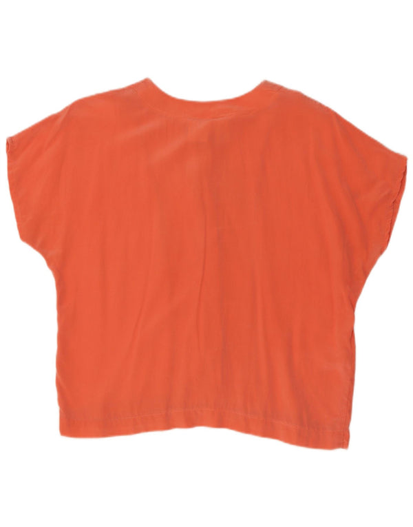 Vintage Womens Short Sleeve Shirt Blouse UK 14 Large Orange Silk