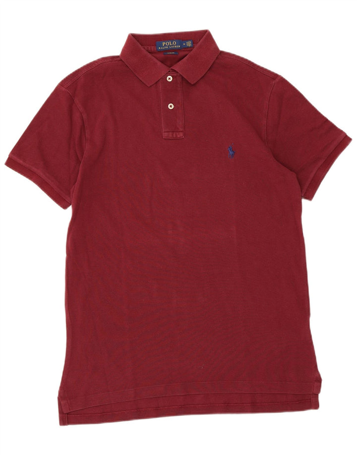 POLO RALPH LAUREN Mens Slim Fit Polo Shirt Medium Maroon Cotton