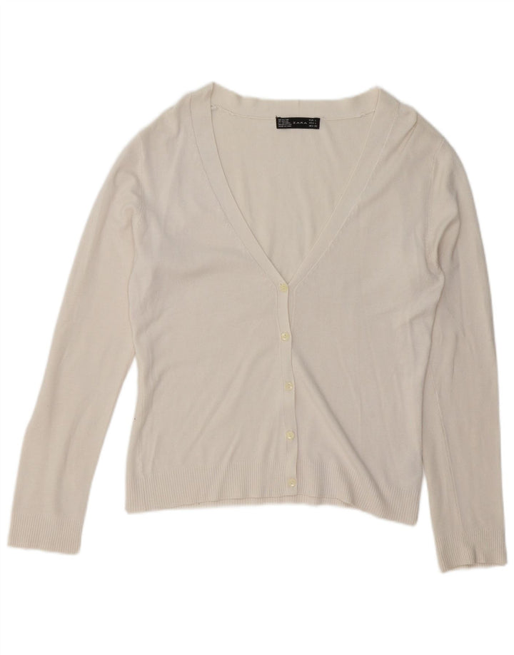 Zara Womens Cardigan Sweater UK 16 Large White Rayon