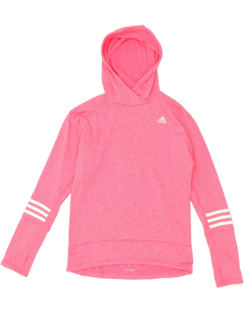 ADIDAS Womens Hoodie Jumper UK 8/10 Small Pink Flecked | Vintage Adidas | Thrift | Second-Hand Adidas | Used Clothing | Messina Hembry 