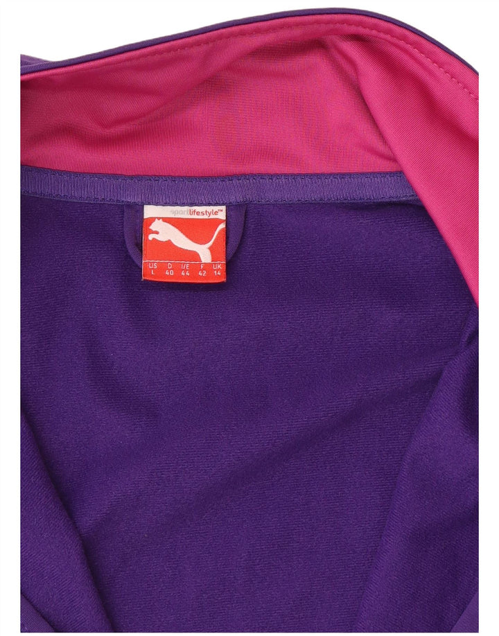 Puma Womens Graphic Tracksuit Top Jacket UK 14 Large Purple