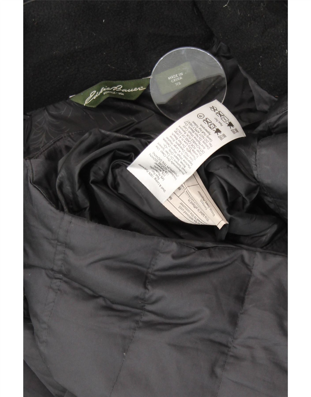 EDDIE BAUER Womens Oversized Hooded Padded Coat UK 6 XS Black Polyester