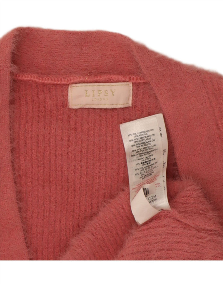 Lipsy Womens Cardigan Sweater UK 12 Medium Pink Nylon